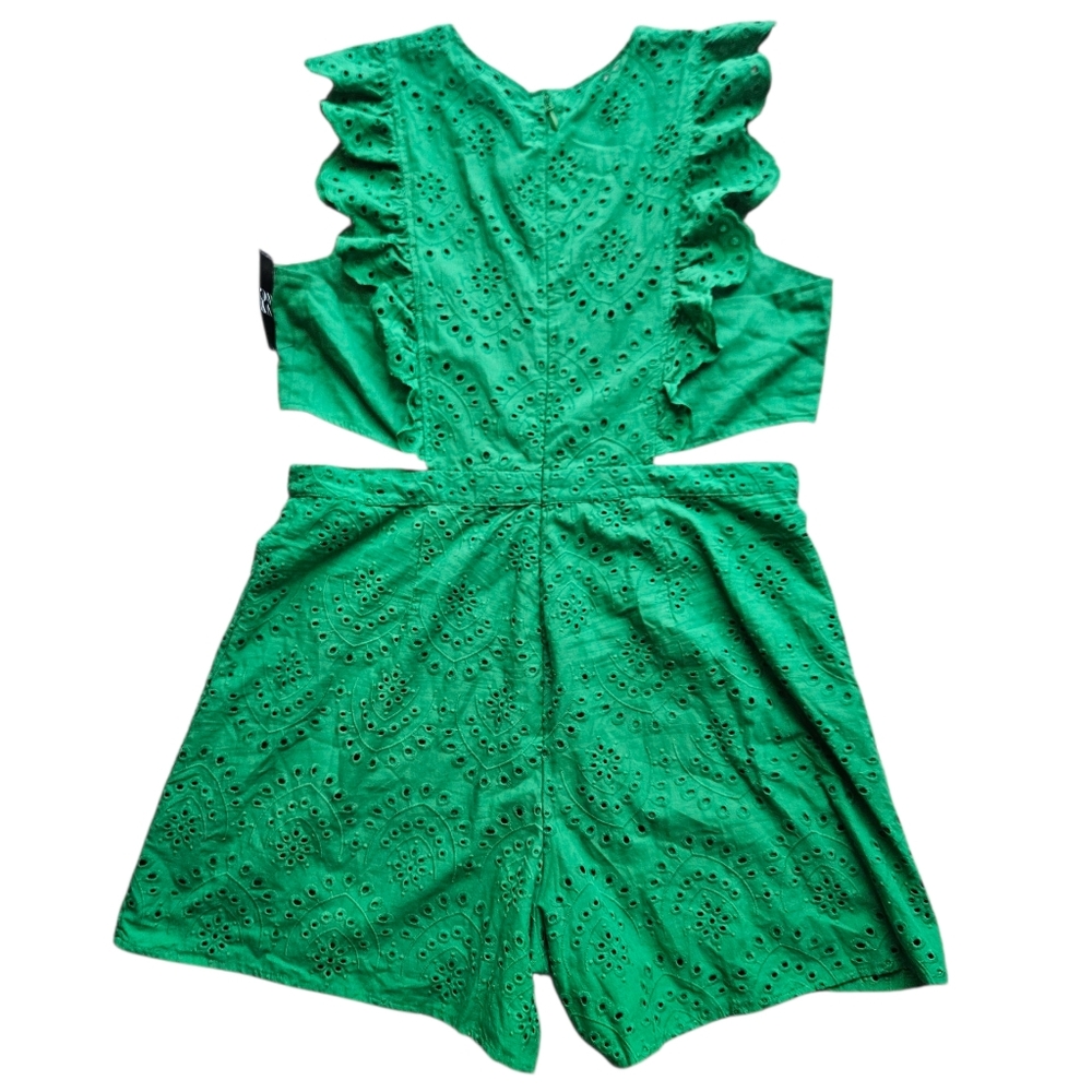 New York & Company Green Eyelet Romper - Picture 2 of 5